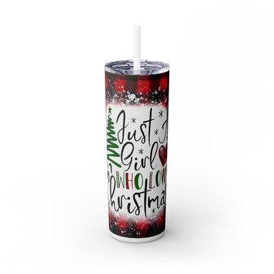 Just a Girl With a Heart & Red Plaid 20 oz Skinny Tumbler Wrap