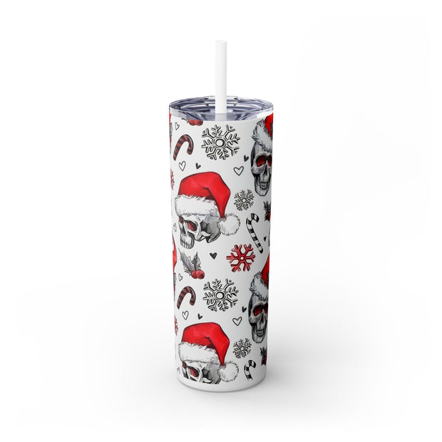 Christmas Skulls Mistletoes & Canes 20 oz Skinny Tumbler Wrap