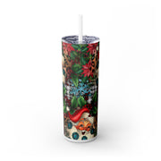 Trio Santa Blue Snowflakes & Mistletoe 20 oz Skinny Tumbler Wrap