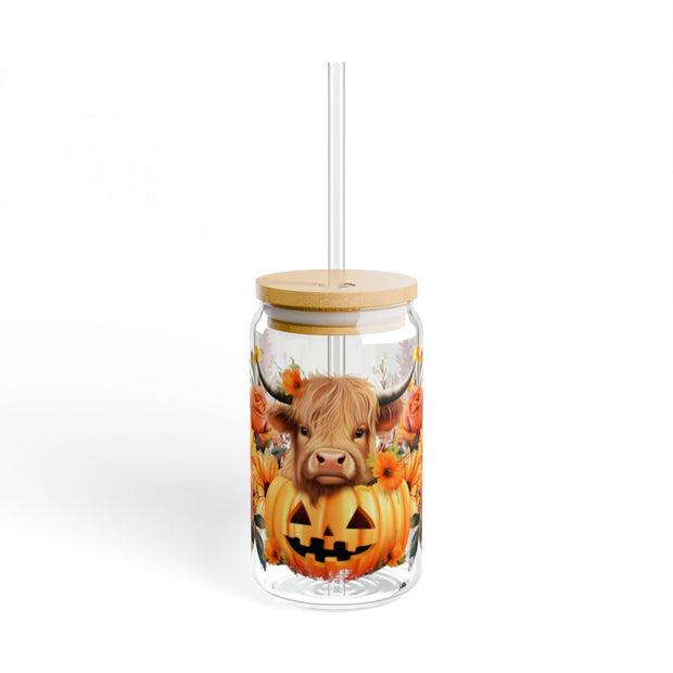 Fall Highland Cow in Pumpkin 16oz UV DTF Libby Cup Wrap