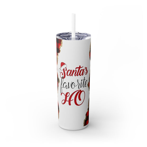 Red Plaid Santa's Favorite Ho 20 oz Skinny Tumbler Wrap