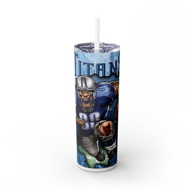 Tennessee Titans With Animated Football Player UV-DTF 20 oz Skinny Tumbler Wrap