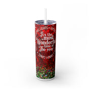 Wonderful Time Christmas Circle 20 oz Skinny Tumbler Wrap