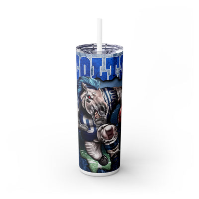 Indianapolis Colts With Animated Football Player UV-DTF 20 oz Skinny Tumbler Wrap