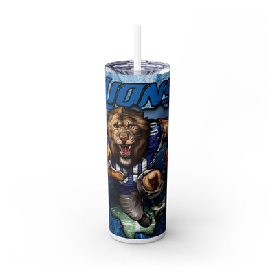 Detroit Lions With Animated Football Player UV-DTF 20 oz Skinny Tumbler Wrap