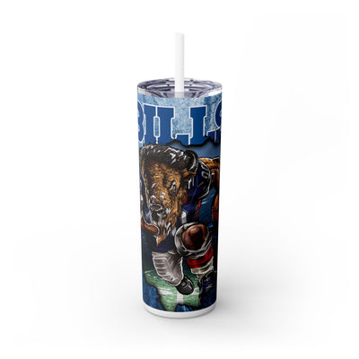 Buffalo Bills With Animated Football Player UV-DTF 20 oz Skinny Tumbler Wrap