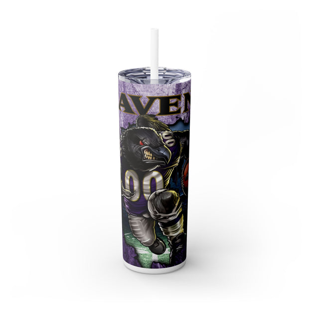 Baltimore Ravens With Animated Football Player UV-DTF 20 oz Skinny Tumbler Wrap