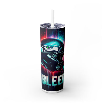 Seattle  I Bleed  Football Helmet With Team Logo UV-DTF 20 oz Skinny Tumbler Wrap