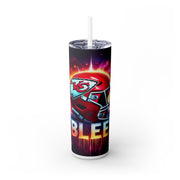 Kansas  I Bleed  Football Helmet With Team Logo  UV-DTF 20 oz Skinny Tumbler Wrap