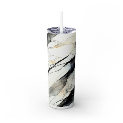 White and Black Marble UV DTF Wraps for 20 oz Skinny Tumbler