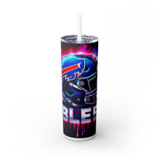 Bills  I Bleed  Football Helmet With Team Logo UV-DTF 20 oz Skinny Tumbler Wrap