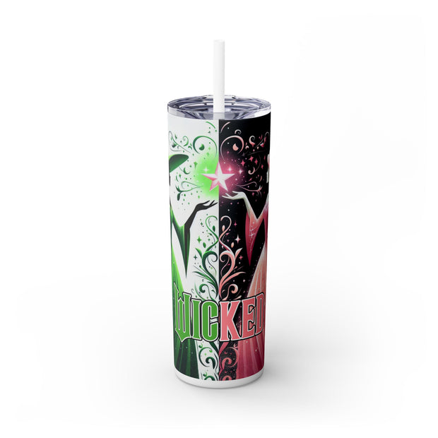 Wicked With Witch And Princess Holding Star In Pink And Green UV-DTF 20 oz Skinny Tumbler Wrap