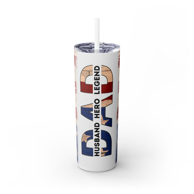 Dad Husband Hero Legend American Flag 20 oz. Skinny Straight UV DTF Tumbler Wrap