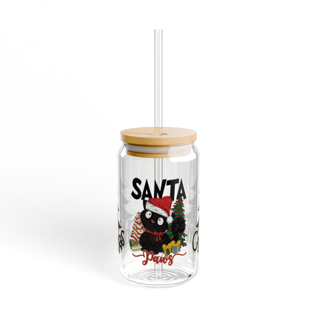 Santa Paws Cat Christmas Tree-Black Cat Christmas 16oz UV DTF Libby Cup Wrap