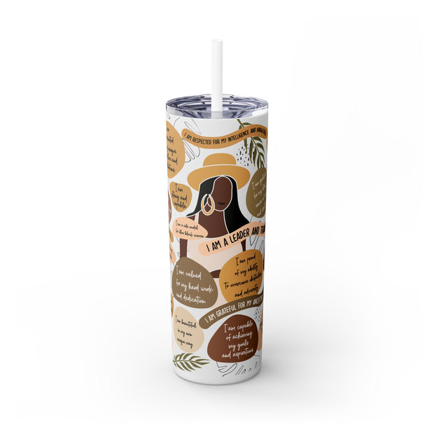 Black Woman Affirmations 3 20 oz UV DTF Skinny Straight Tumbler Wrap