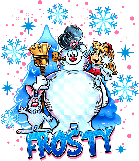 Frosty with Hat with Pink Flower DTF (direct-to-film) Transfer ...