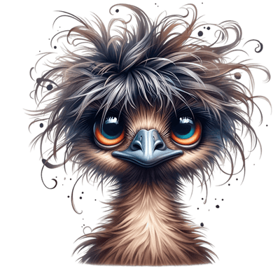 Funny Emu Crazy Hair DTF (direct-to-film) Transfer