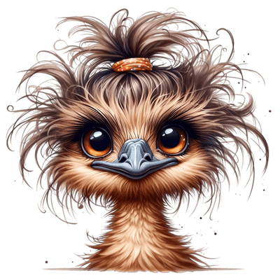 Funny Emu in a Hair Tie DTF (direct-to-film) Transfer