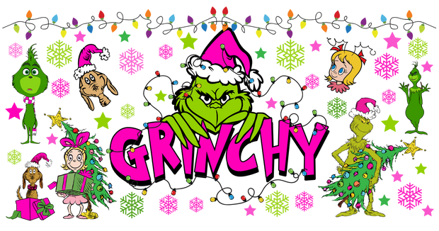 G Man Pink Grinchy Characters 16oz UV DTF Libby Cup Wrap