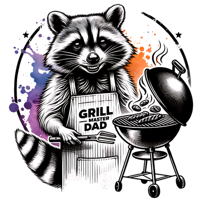 GRILL MASTER DAD RACCOON DTF (direct-to-film) Transfer