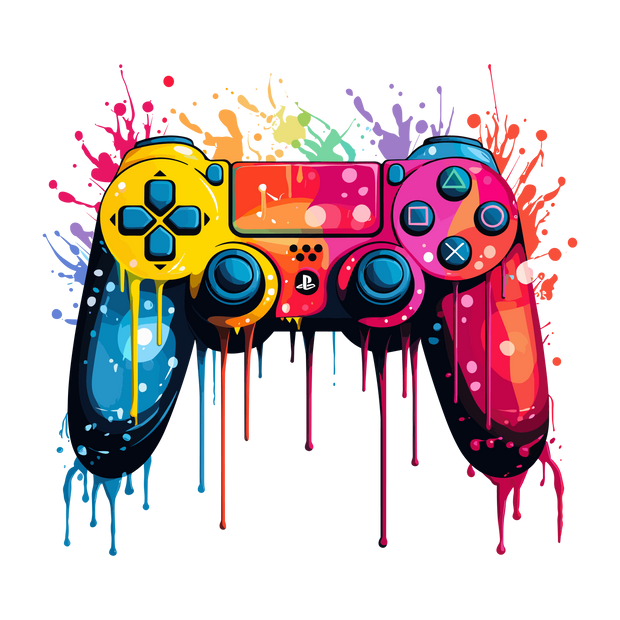 Game Controller Color Drip DTF (direct-to-film) Transfer