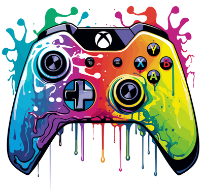 Gaming Controller Color Drip DTF (direct-to-film) Transfer