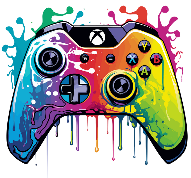 Gaming Controller Color Drip DTF (direct-to-film) Transfer