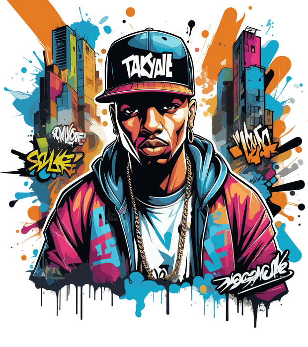 Gangster in Hat Color Drip DTF (direct-to-film) Transfer