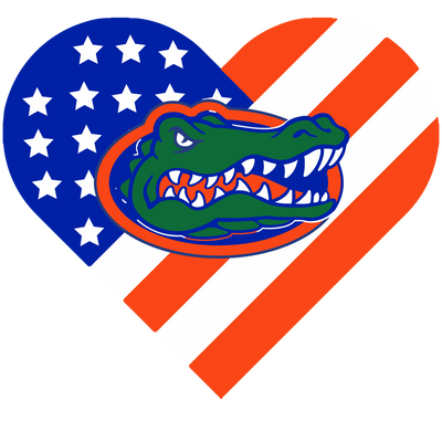 Gator in Heart Flag DTF (direct-to-film) Transfer