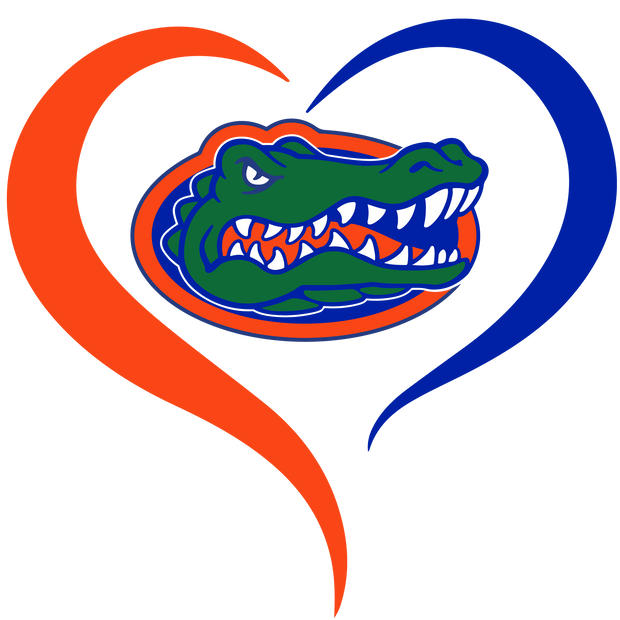 Gator in Orange & Blue Heart DTF (direct-to-film) Transfer