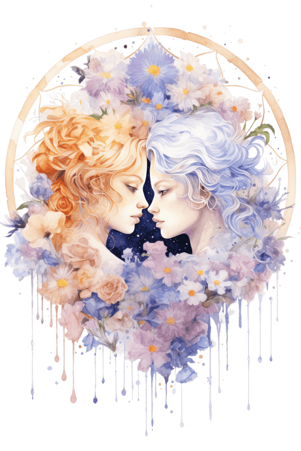 Gemini Orange & Blue Twins DTF (direct-to-film) Transfer