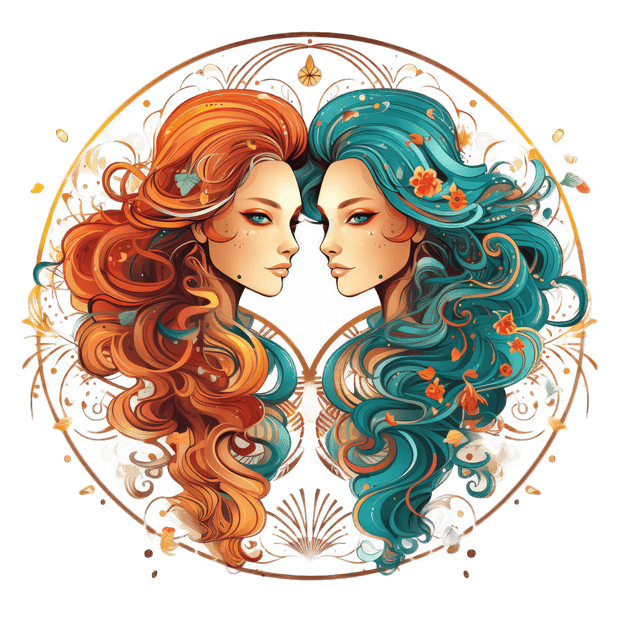 Gemini Twins in Gold Circle DTF (direct-to-film) Transfer