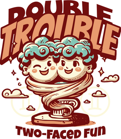 Gemini Zodiac Fun Double Trouble DTF (direct-to-film) Transfer