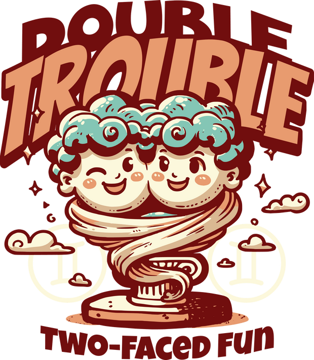 Gemini Zodiac Fun Double Trouble DTF (direct-to-film) Transfer