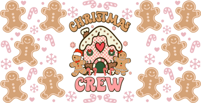 Gingerbread Christmas Crew Cookie 16oz UV DTF Libby Cup Wrap