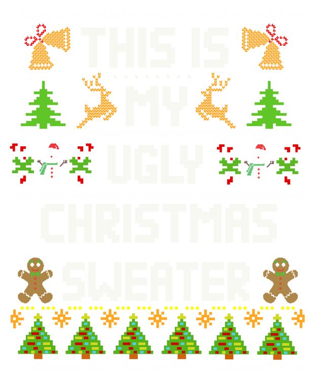 Gingerbread & Christmas Lined Trees Ugly Sweater DTF (direct-to-film) Transfer