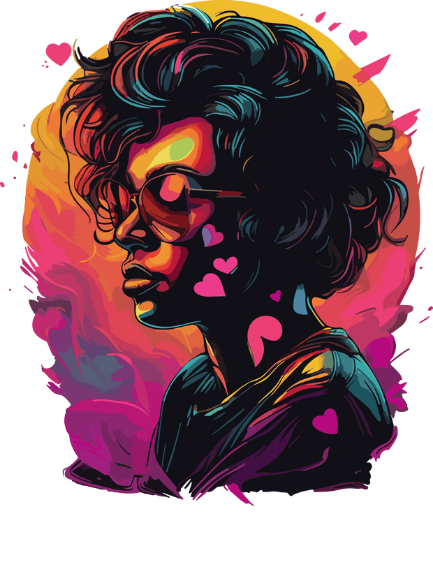 Girl Hearts Color Drip DTF (direct-to-film) Transfer