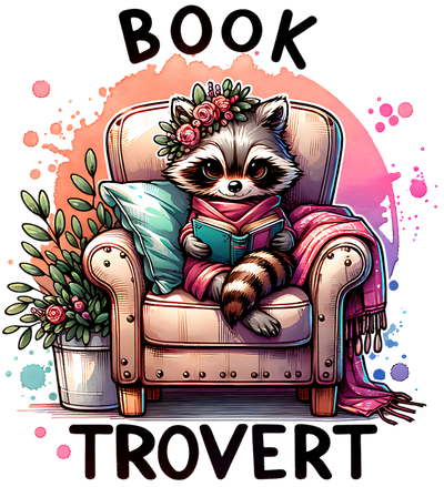 Girl Raccoon Book Trovert DTF (direct-to-film) Transfer