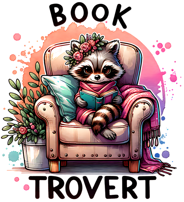 Girl Raccoon Book Trovert DTF (direct-to-film) Transfer