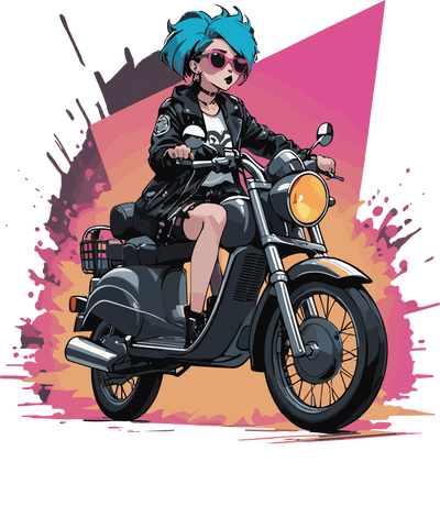 Girl on Motorcycle Pink Color Drip DTF (direct-to-film) Transfer