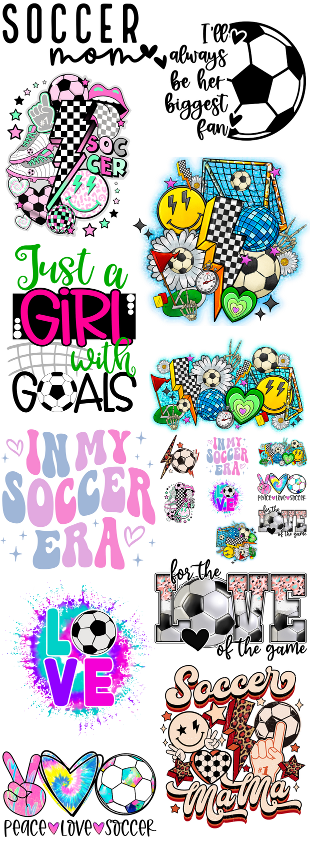 Girl's Soccer 1 with Pocket-sizes 60x22" DTF Ready to Ship Gang Sheet