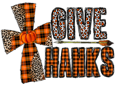 Give Thanks Orange Plaid Cross DTF (direct-to-film) Transfer