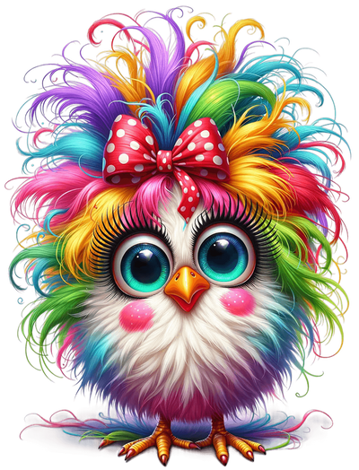 Glamour Chicken Poofy Hair DTF (direct-to-film) Transfer