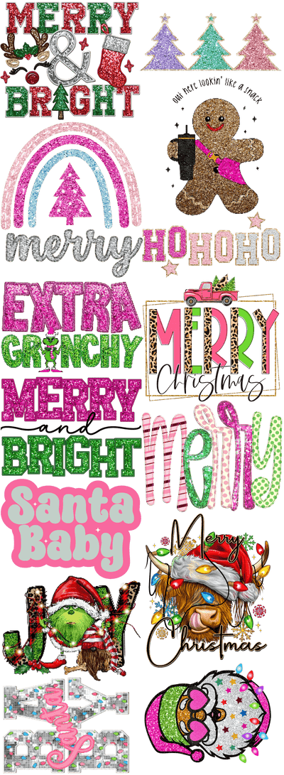 Glitter Christmas Gang Sheet 22"x60" - Twisted Image Transfers