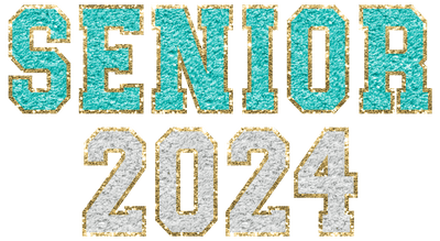 Glitter Patch Senior 2024 Teal DTF (direct-to-film) Transfer
