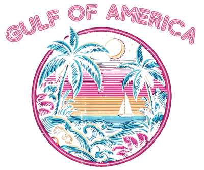 Globe of Pink Gulf of America DTF (direct-to-film) Transfer