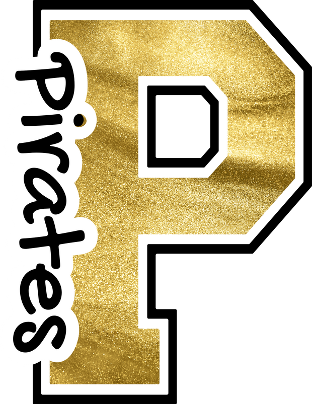 Gold P Pirates Sports DTF (direct-to-film) Transfer