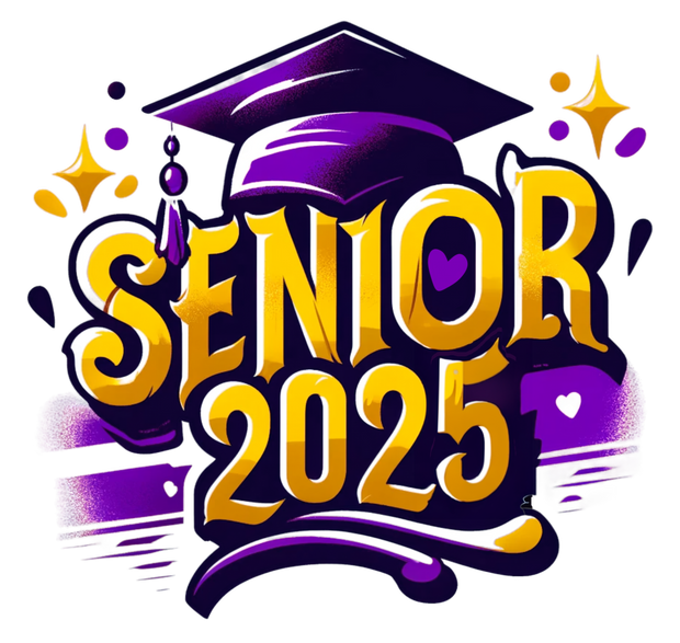 Gold Stars Senior 2025 Airbrushed Purple and Gold DTF (direct-to-film) Transfer