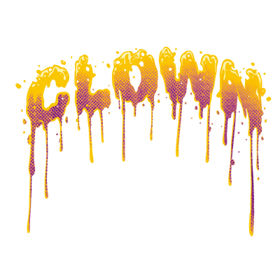 Gold & Purple Clown Color Drip DTF (direct-to-film) Transfer