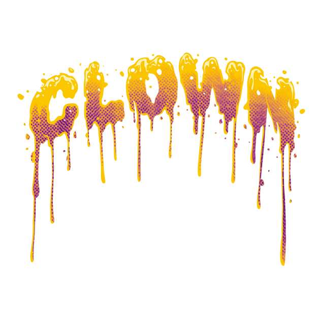 Gold & Purple Clown Color Drip DTF (direct-to-film) Transfer